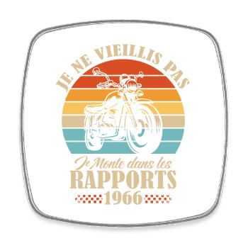 Je Ne Vieillis Pas Moto Vintage Humour - Magnet carré - blanc - Devant
