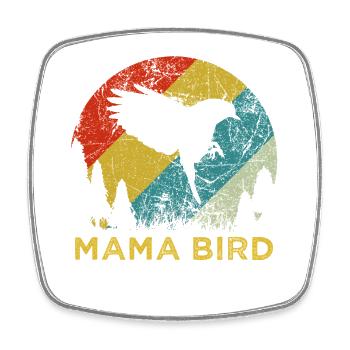 Mama Bird Retro Vintage-Muttertags-Ästhetik - Viereckiger Kühlschrankmagnet - Weiß - Vorne