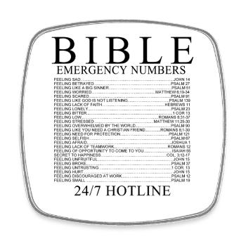 Bible Emergency Numbers Shirt - Square fridge magnet - white - Front