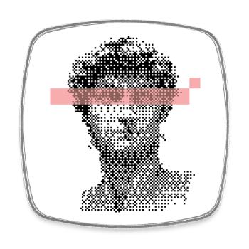 Digital David Michelangelo Pixel-Design - Viereckiger Kühlschrankmagnet - Weiß - Vorne
