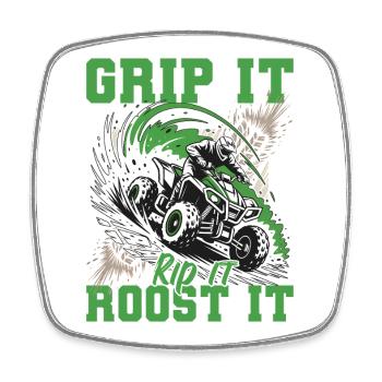 Quad ATV Boy Men Four Wheeler - Viereckiger Kühlschrankmagnet - Weiß - Vorne