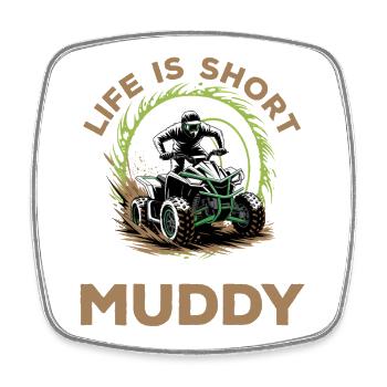 Quad ATV Boy Men Four Wheeler - Viereckiger Kühlschrankmagnet - Weiß - Vorne