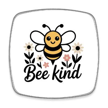 Cute bee with flowers – Bee Kind Spring Design - Square fridge magnet - white - Front