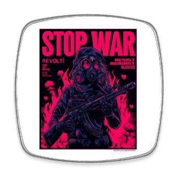 Neon Stop-War Protest - Square fridge magnet - white - Front
