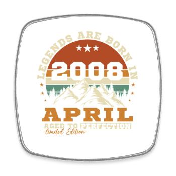 Avril 2008 Vintage Cadeau D'anniversaire - Magnet carré - blanc - Devant