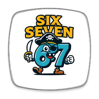 Six Seven 67 Pirate Italian Brainrot Humor Funny - Square fridge magnet - white - Front