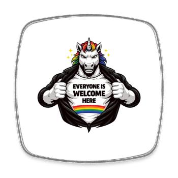 Diversity & Respect Rainbow Statement Design - Square fridge magnet - white - Front