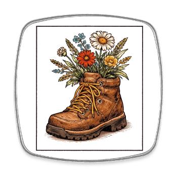 Boot Blooms Wildblumenstrauß - Viereckiger Kühlschrankmagnet - Weiß - Vorne