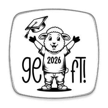 Geschafft! Schaf Doktorhut Freude Abschluss 2026 - Viereckiger Kühlschrankmagnet - Weiß - Vorne