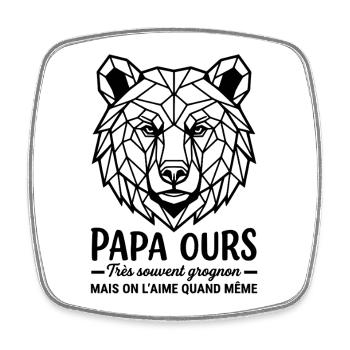 T-shirt PAPA_OURS : Un Cadeau Émotionnel pour Papa - Magnet carré - blanc - Devant