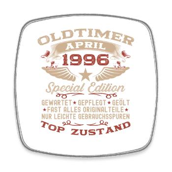 30. Geburtstag Geschenk Mann Oldtimer April 1996 - Viereckiger Kühlschrankmagnet - Weiß - Vorne