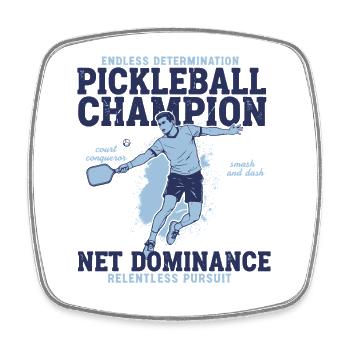 Champion de pickleball : domination nette implacable - Magnet carré - blanc - Devant