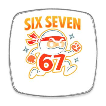 Six Seven 67 Italian Brainrot Ninja Humor Funny - Square fridge magnet - white - Front