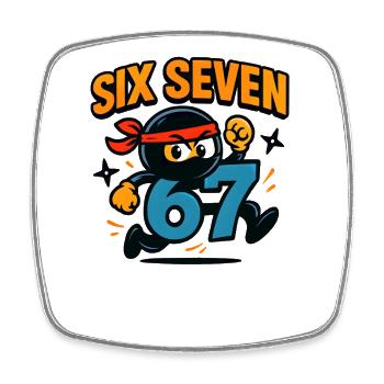 Six Seven 67 Italian Brainrot Ninja Humor Funny - Square fridge magnet - white - Front