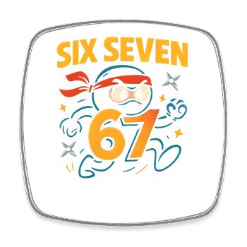 Six Seven 67 Italian Brainrot Ninja Humor Funny - Square fridge magnet - white - Front