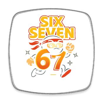 Six Seven 67 Italian Brainrot Ninja Humor Funny - Square fridge magnet - white - Front