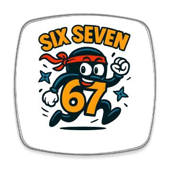 Six Seven 67 Italian Brainrot Ninja Humor Funny - Square fridge magnet - white - Front
