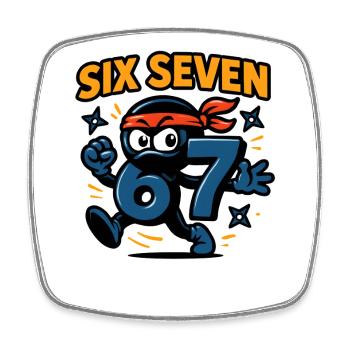 Six Seven 67 Italian Brainrot Ninja Humor Funny - Square fridge magnet - white - Front