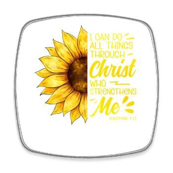 Inspirational Christian Sunflowers Jesus - Square fridge magnet - white - Front
