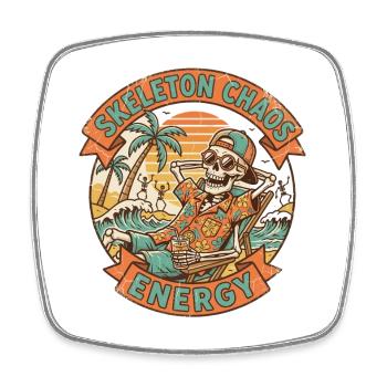 Skeleton Chaos Energy Retro Strand Grafik - Viereckiger Kühlschrankmagnet - Weiß - Vorne