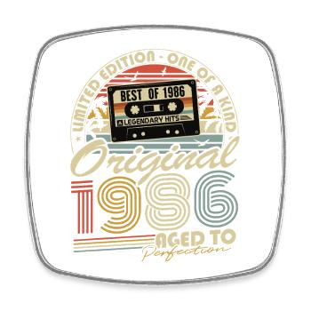 Cadeau d’anniversaire vintage original de 1986 - Magnet carré - blanc - Devant