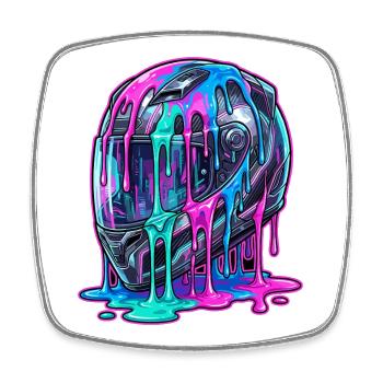 Abstract helmet with color flow - Square fridge magnet - white - Front