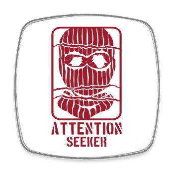 Masque de chercheur d’attention style rebelle - Magnet carré - blanc - Devant