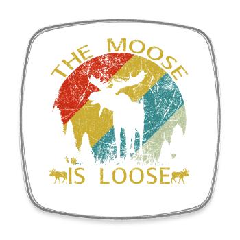 The Moose Is Loose Retro Vintage Wildlife - Square fridge magnet - white - Front