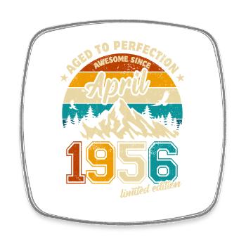 Vintage Limited Edition April 1956 Geburtstag - Viereckiger Kühlschrankmagnet - Weiß - Vorne