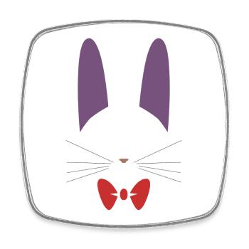 Chat Jiji noir mignon avec nœud papillon rouge - Magnet carré - blanc - Devant