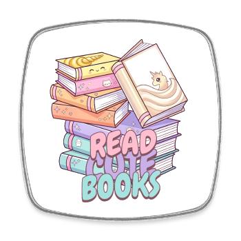 Süß Kawaii Look Bücherstapel Design - Viereckiger Kühlschrankmagnet - Weiß - Vorne