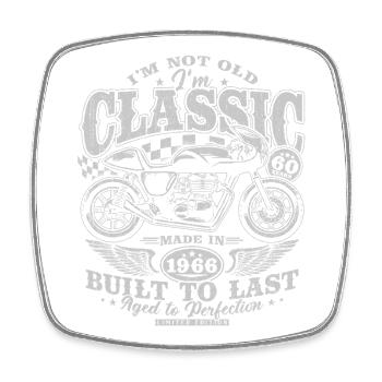 60th Birthday 60 Years Vintage Motorcycle Gift - Square fridge magnet - white - Front