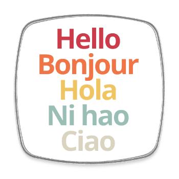 Hallo in verschiedenen Sprachen, lustiges linguistisches Tee - Viereckiger Kühlschrankmagnet - Weiß - Vorne