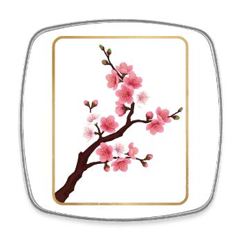 Mahjong-Blumenfliese 4 - Viereckiger Kühlschrankmagnet - Weiß - Vorne