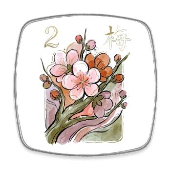 Mahjong-Blumenfliese 2 - Viereckiger Kühlschrankmagnet - Weiß - Vorne