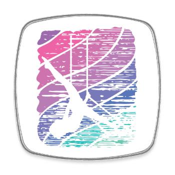 Aerialist Vintage Cloud Swing Trapez - Viereckiger Kühlschrankmagnet - Weiß - Vorne