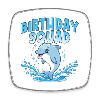 Birthday Squad Beach Summer Cruise Dolphin - Square fridge magnet - white - Front