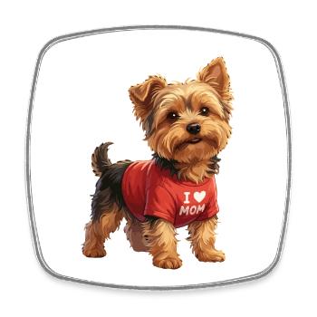 Yorkshire Terrier Herzmotiv Mama - Viereckiger Kühlschrankmagnet - Weiß - Vorne