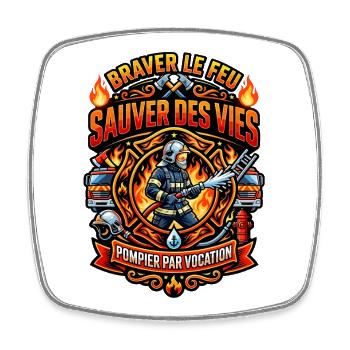 Pompier cadeau homme sapeur-pompier feu héros - Magnet carré - blanc - Devant