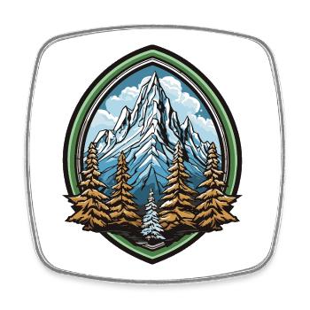 Gebirgswald im Bergbogen - Viereckiger Kühlschrankmagnet - Weiß - Vorne
