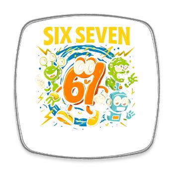 Six Seven 67 Italian Brainrot Nerd Humor Lustig - Viereckiger Kühlschrankmagnet - Weiß - Vorne