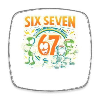 Six Seven 67 Italian Brainrot Nerd Humor Lustig - Viereckiger Kühlschrankmagnet - Weiß - Vorne