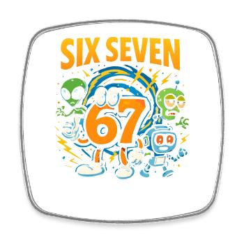 Six Seven 67 Italian Brainrot Nerd Humor Lustig - Viereckiger Kühlschrankmagnet - Weiß - Vorne