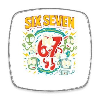 Six Seven 67 Italian Brainrot Nerd Humour Drôle - Magnet carré - blanc - Devant