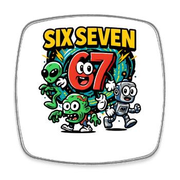 Six Seven 67 Italian Brainrot Nerd Humor Lustig - Viereckiger Kühlschrankmagnet - Weiß - Vorne