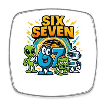 Six Seven 67 Italian Brainrot Nerd Humor Lustig - Viereckiger Kühlschrankmagnet - Weiß - Vorne