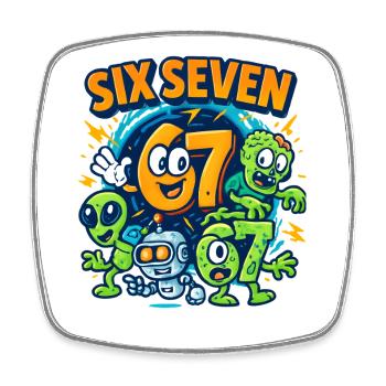 Six Seven 67 Italian Brainrot Nerd Humour Drôle - Magnet carré - blanc - Devant