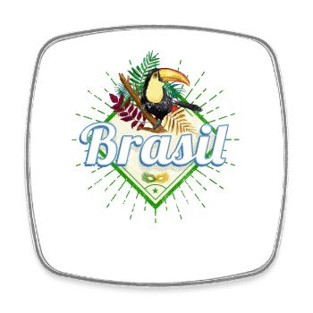 Brasilien Tukan Retro Samba Karneval Souvenir - Viereckiger Kühlschrankmagnet - Weiß - Vorne