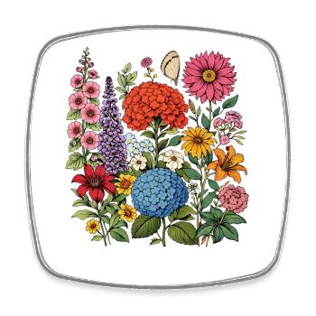 Fleurs sauvages Fleurs Fleurs Jardin botanique naturel - Magnet carré - blanc - Devant