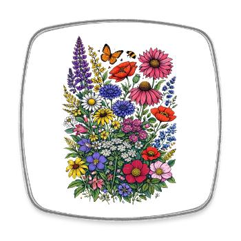 Fleurs sauvages Fleurs Fleurs Jardin botanique naturel - Magnet carré - blanc - Devant